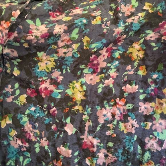 Anthropologie Fei Womens Fairy Grunge Floral Silk Top Size 2 Dark Romantic Belt - Picture 5 of 14